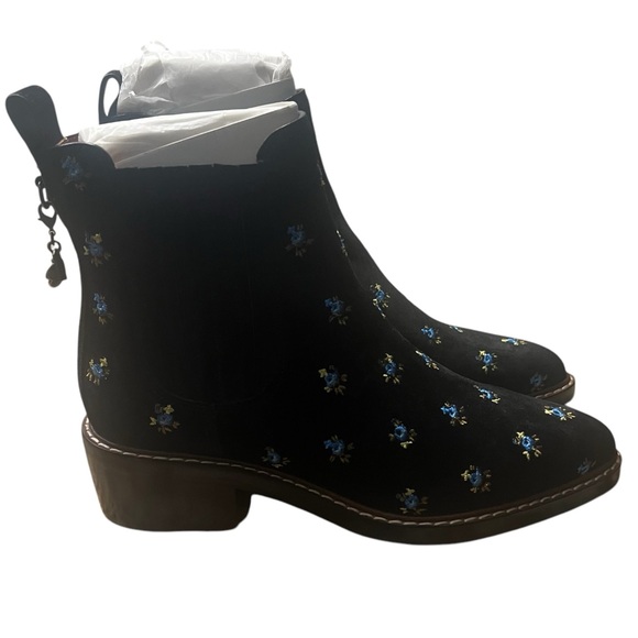 COACH Bowery Prairie Suede Chelsea Boots in Black / Blue Size 6 NWOB - Picture 5 of 11